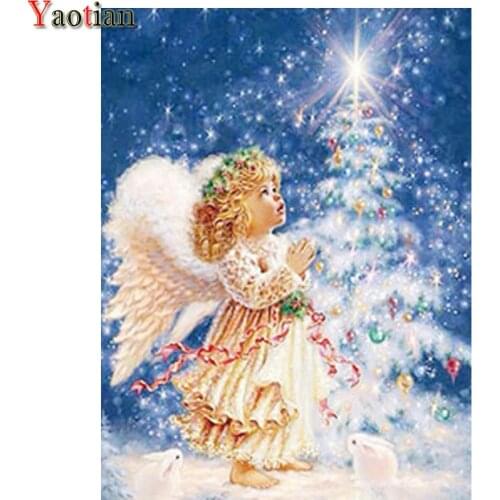 Angel Girl Christmas Tree DIY Full Drill Square Diamond Painting 5D Cross Stitch Kit Diamond Embroidery Needlework Decorations