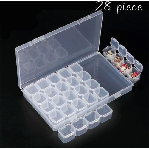 HUACAN Diamond Embroidery Box 28pcs Diamond Painting Tools Accessory Jewelry Drill Plastic Convenience Storage Box Gift Mosaic