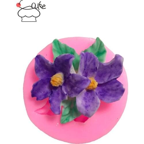 Aouke Twin lotus flowers Fondant Cupcake Decorating Molds Cake Silicone Mold Sugarpaste Candy Chocolate Gumpaste Clay Mould