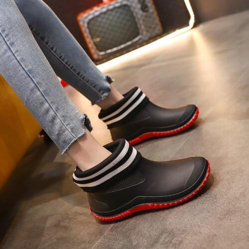 2021 NEW Women Rubber Rain Ankle Boots Waterproof Shoes Woman Ladies Winter Female Water Shoes Rainboots Short Boots For Women