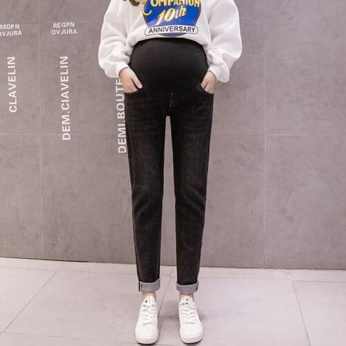 Pregnant womens daddy pants jeans spring and autumn models pregnant women belly lift pants wild fashion pregnant women pants