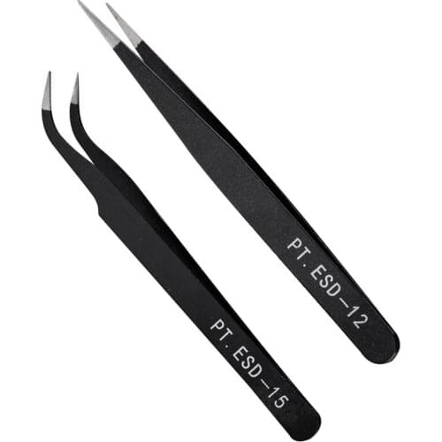 Black Stainless Steel Curved Straight Eyebrow Tweezers Nipper Rhinestone Gem Picking False Eyelash Tweezers Tool Nail Art Tools