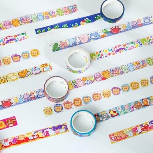 1PC Kawaii animal world Planner Handbook Decorative Washi Masking Tape School Supplies Stationery Album Stickers