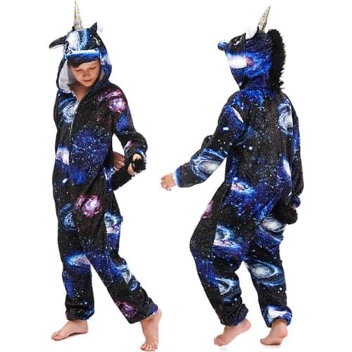 Kids New Unicorn Animal Hoodie Kigurumi Cartoon Suit Baby Pajama Anime Onesies Boy Girls Pijamas Fleece One-Piece Bodysuit