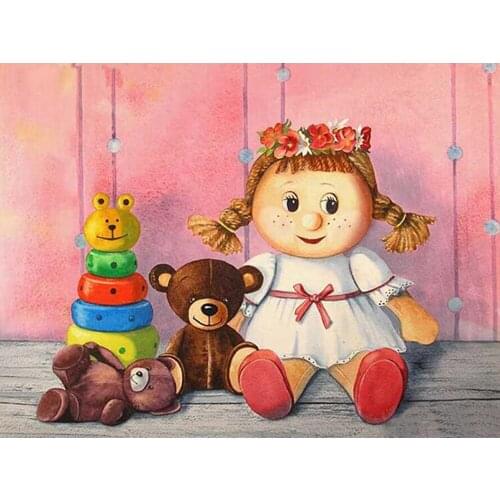 DIY Painting By Numbers Cartoon Doll Bear Kit Oil Picture By Numbers Children Gift Paintings On Canvas Home Decoration Wall Art