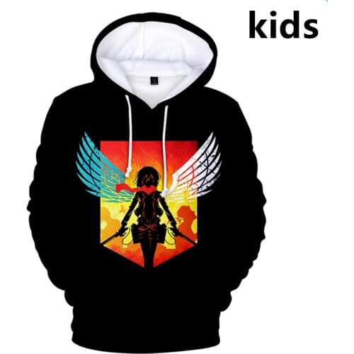 3 To 14 Years Kids Hoodies Attack on Titan 3D Printed Hoodie Sweatshirt Boys Girls Harajuku Cartoon Jacket Children Clothes
