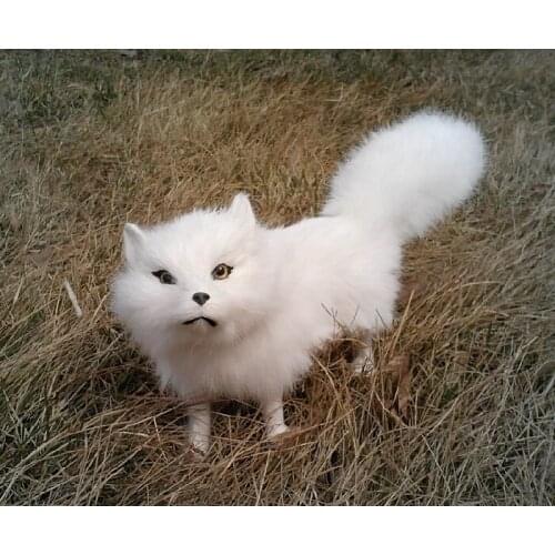 Simulation animal 28x13x8cm white fox toy emulation fox home decoration craft doll k0204