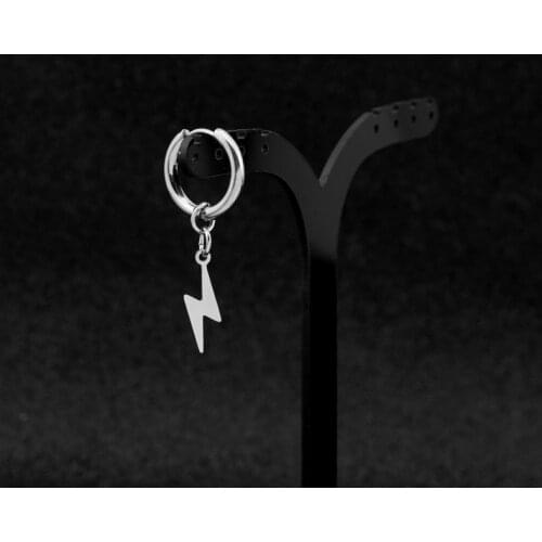 Rinhoo 1PC Punk stainless steel Earrings Men Women Gothic Cross lightning Pearl Geometry Ear Ring Pop Hip Hop Piercing Jewelry