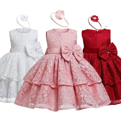 3 6 9 12 18 24 Months Kid Birthday Party Lace Dress Infant Christmas Red Costumes Baby Girl Clothes Newborns New Years Clothes