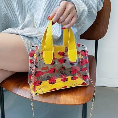 Summer Transparent Female Bag 2021 New Fashion Fruit Bag Large Capacity Waterproof Shopping Bag Shoulder Bag Portable Tote Bag
