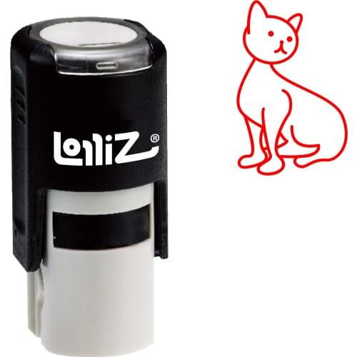 LolliZ "White Cat Sitting Looking Left" Pre-Inked Rubber Stamp
