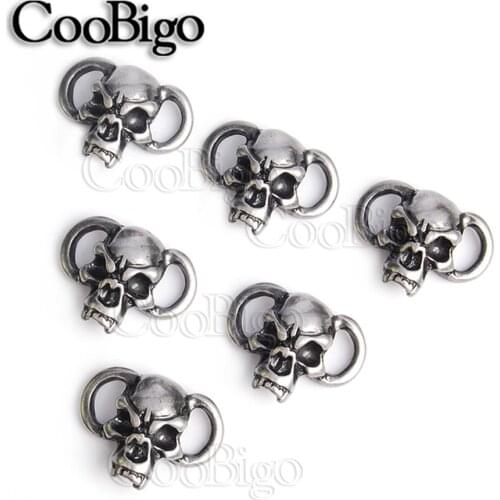 2pcs Antique Pewter Fang Skull Beads Outdoor Boot Lace Paracord Bracelet Knife Lanyard Camping DIY Carft Accessory #FLQ185-AS