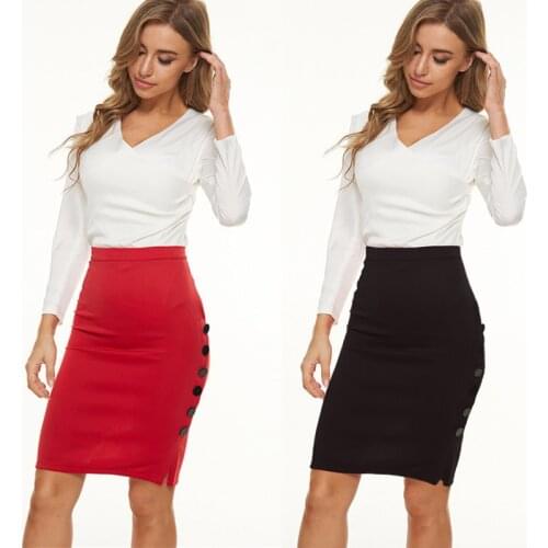 Mini Skirts High Waist Elegant 2021 Fashion Buttons Women Solid Short Skirt High Waist Short Open Fork Mini Skirt