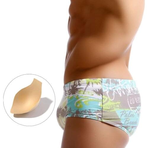 New with Push Pad Mens Swimming Trunks European American Low Waist Fashion Beachwear Summer Hot Spring Beach Swimming Sports