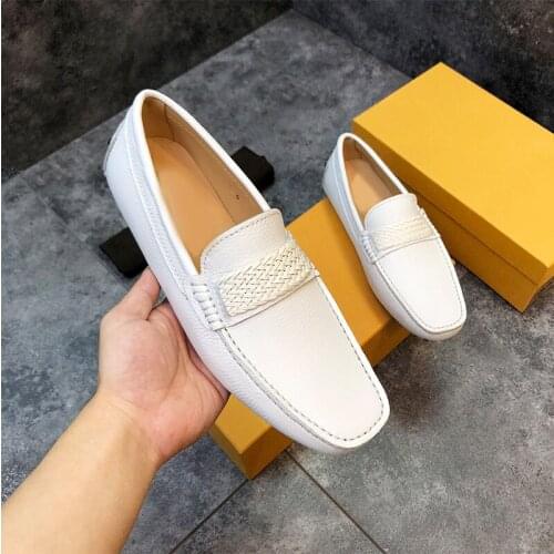 2021 New Mens Shoes Light Luxury Designer Leather Shoes Flat Peas Shoes Business Casual Shoes Comfortable Loafer Shoes