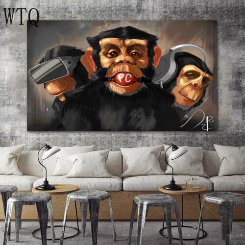 5D DIY Diamond Paintings Kits Mosaic Picture Funny Animal Headphone Gorilla Diamond Embroidery Full Square Wall Art Room Decor