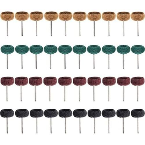40pcs/set FOUR COLOR Brush Scouring Pad Abrasive Wheel,10PCS RED/GREEN Nylon Fiber Grinding Sanding Head 1"25mm Set For Dremel