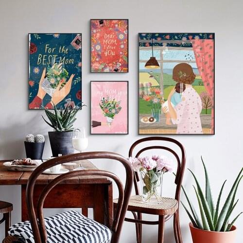 Family Mom Dad Love Wall Art Canvas Painting Mother Father Nordic Poster Cuadros Wall Decor Pictures For Living Room