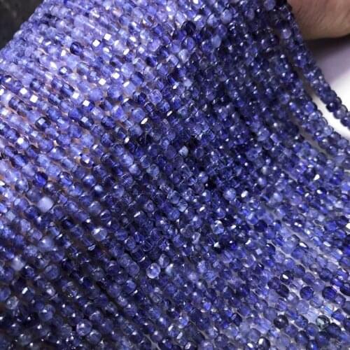 Loose beads Iolite square faceted shape 3.5mm DIY jewelry nature 14inch