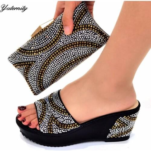 Latest African Woman High Heels Shoes And Matching Bag Set Summer Elegant Pumps Shoes And Matching Bag Set For Party Size 38-42