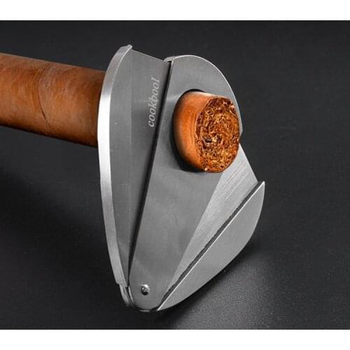 New 1pcs COHIBA Double Blades Sharp Cigar Cutter Stainless Steel Pocket Gadgets Cigarette Knife Cuban Smoking Accessories c3301