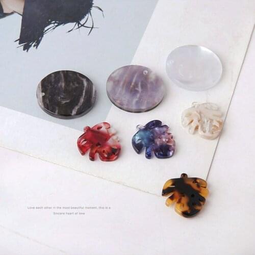 New arrived 40pcs/lot color pattern print geometry round/leaves shape acrylic pendants beads diy jewelry earring accessory