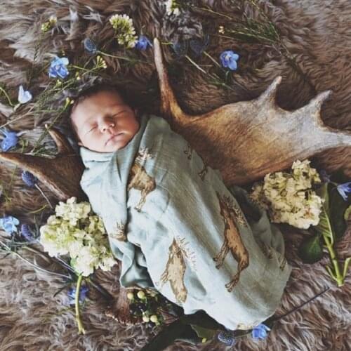 Ins hot solid active printing very soft 70% bamboo fiber 30% cotton muslin baby blanket blankets for newborn swaddle better