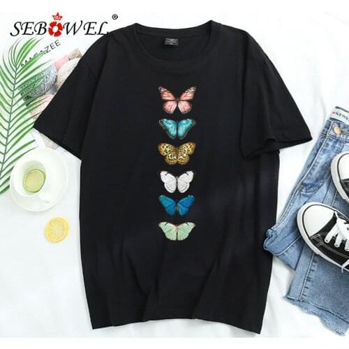 Женские хлопковые футболки SEBOWEL China At AliExpress