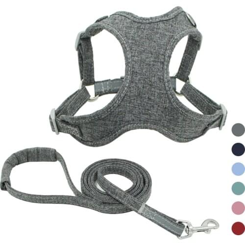 Dog Harnesses Leash Suit Pets Vest Reflective Walk Running Explosion-Proof Dogs Harness Solid Color Comfortable Pet Products
