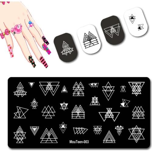 Nail Stamping lapped Triangle Multiple Geometries Nail Art Plate Creative Triangle Polygon Template Nail Salon Stamper #003