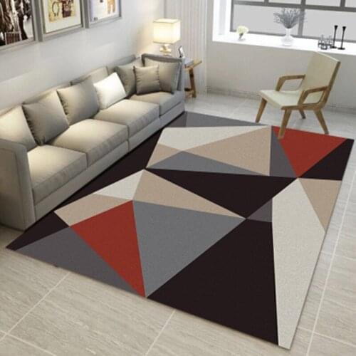 Modern 3D Carpet Sofa Living Room Coffee Table Bedroom Floor Mat Minimalist Geometric Pattern Nordic Short Hair Plush Fabric Rug