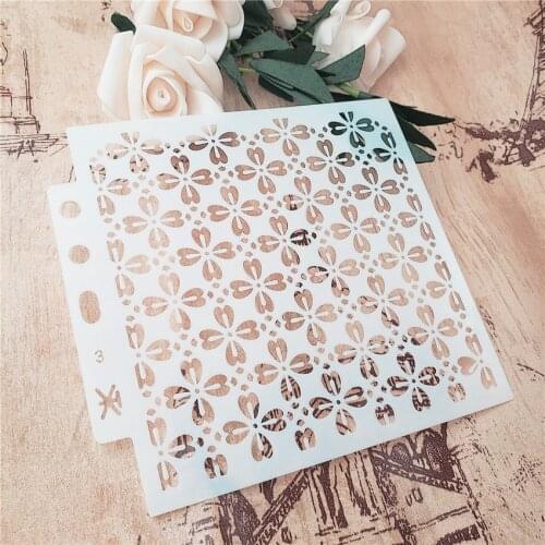 13*14cm flowers scrapbook stencils spray plastic mold shield DIY cake hollow Embellishment printing lace ruler valentine