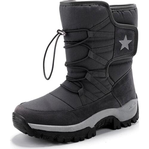 High Top Outdoor Winter Boots Men Warm Cotton Shoes Women Anti-Skid Snow Boots Velvet Plush Walking Sneakers for Cold Weather