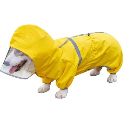 Yellow Welsh Corgi Dog Waterproof Raincoat Reflective Rain Jacket Outfit Puppy Jumpsuit Clothes