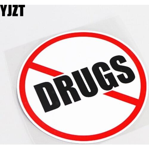 YJZT 12CM*12CM High-quality Warning Mark Prohibit DRUGS PVC Decal Car Sticker 13-0552