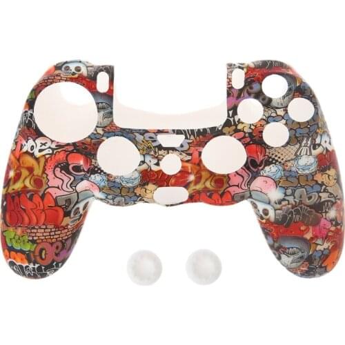 Gamepad Controller Protective Cover Silicone Sleeve Guard + 2 Grip For PS4