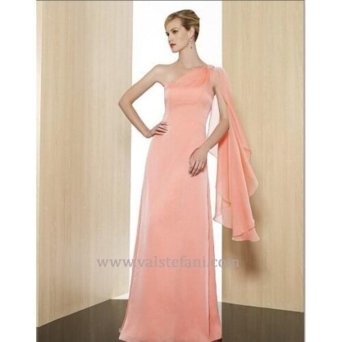 Free shipping 2016 new arrival women vestidos de fiesta formales one shouler long dress pink elegant party evening dresses