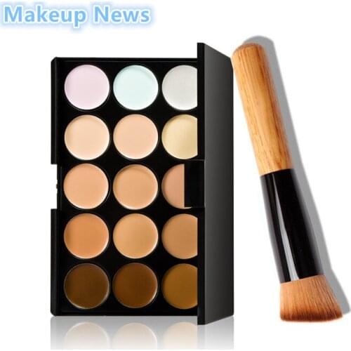 1set brush and 15 Colors Professional Salon/Party Contour Face Cream Makeup Concealer Palette/High Quality makeup brand base