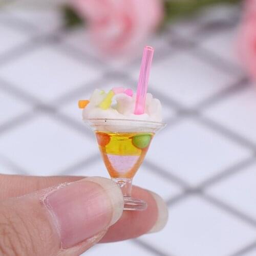 1pc Dollhouse Miniature Drink Ice Cream Cups Model Pretend Play Mini Food Fit Play House Toy Doll Accessories