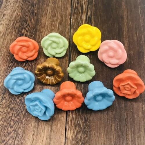 1x Furniture Drawer Knobs and Pulls Children Dresser Cupboard Coloful Flower Engraved Ceramic Handles Wardrobe Cabinet Hardware