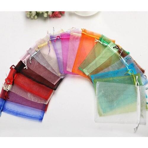 10pcs 7x9cm Sheer Organza Bags Wedding Birthday Party Candy Box Chocolate Bags Gift Pouches Jewelry Storage Drawstring Bags