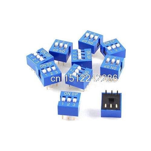 10 Pcs Blue Double Row 6 Pin 3 Positions 2.54mm Pitch DIP Switches