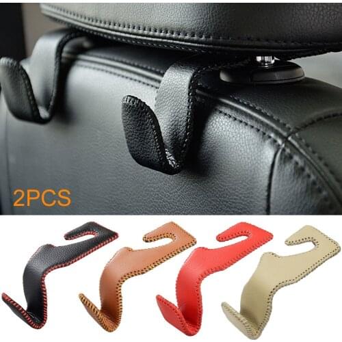 2pcs/set Storage Holder For Car Headrest Hooks Hanging Purses Auto Fastener Back Seat Organizer PU Leather Rear Rack Portable