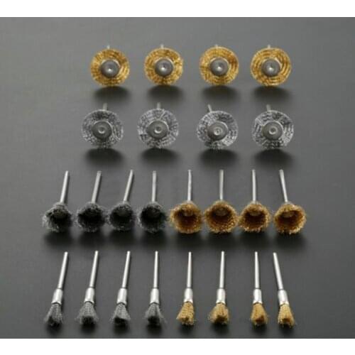24PC Brass Wire Wheel Brushes Wire Brushes Set For Accessories Rotary Tools Polish Clean Round Disc Brush Die Grinder Rotary Ele
