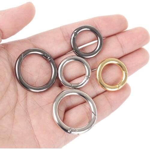 5pcs Zinc Alloy Plated Gate Spring O-Ring Buckles Clips Carabiner Purses Handbags Push Trigger Snap Hooks Sewing Accessories
