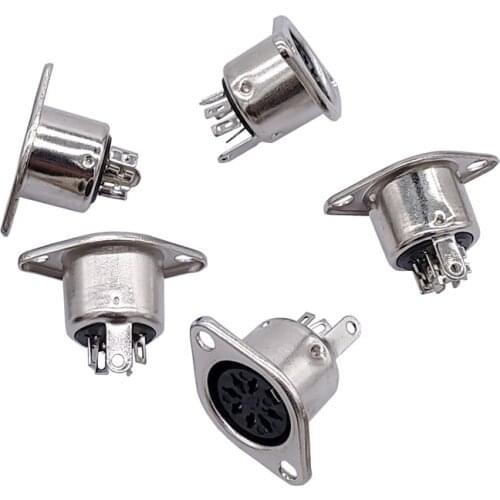 5Pcs Computer Keyboard Plug 3/4/5/6/7/8Pin DIN S Terminal Connector Female Socket Mount adapter SOLDER MIDI cable connector