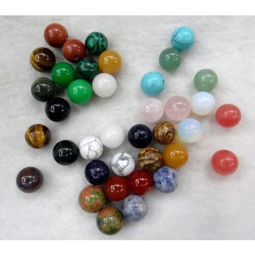 8/10/12mm Natural stone tiger eye Quartz crystal Turquoises Opal Half hole bead for Diy Jewelry Making Bracelet Accessories50pcs