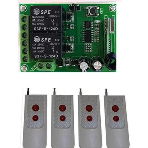 DC24V 2CH 1000m Long Range Wireless RF Remote Control Switch Transmitter+Receiver for Appliances Gate Garage Door window /lamp