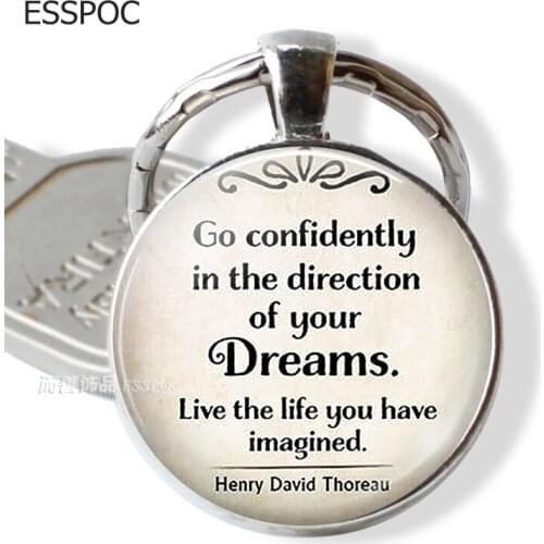 Dreams Quote Keychain Henry David Thoreau Quote Pendant Graduation Gift Graduate Key Chain Key Ring Key Holder