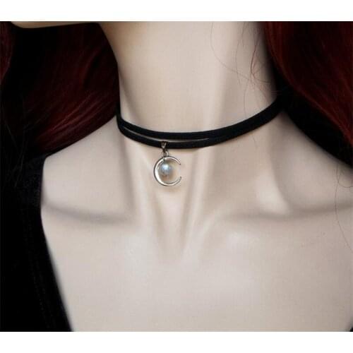 Celestial Necklace Crescent Moon Pendant Labradorite Necklace Moon Inspired Witch Jewelry Witchy Halfmoon Luna Fashion Gift